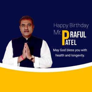 Praful Patel Birthday whatsapp status poster