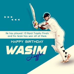 Wasim Jaffer birthday marketing flyer