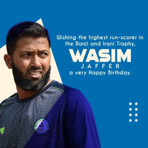 Wasim Jaffer birthday creative image