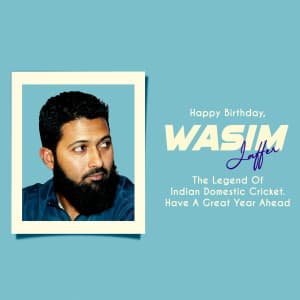 Wasim Jaffer birthday whatsapp status poster
