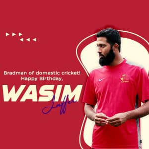 Wasim Jaffer birthday Facebook Poster