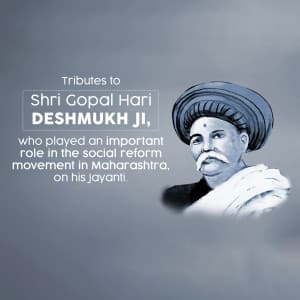 Gopal Hari Deshmukh Jayanti marketing poster