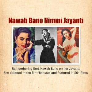 Nawab Bano Nimmi Jayanti Facebook Poster