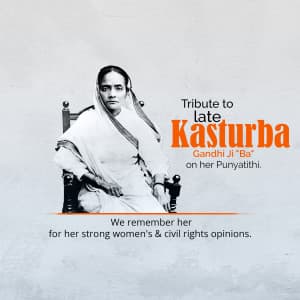 Kasturba Gandhi Punyatithi marketing poster