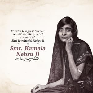 Kamala Nehru Punyatithi greeting image