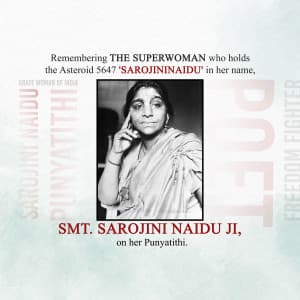 Sarojini Naidu Punyatithi creative image