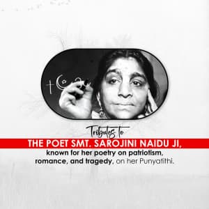 Sarojini Naidu Punyatithi whatsapp status poster