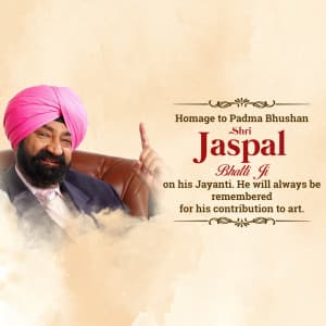 Jaspal Bhatti Jayanti marketing poster