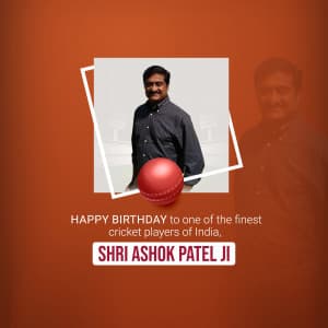 Cricketer Ashok Patel Birthday whatsapp status poster