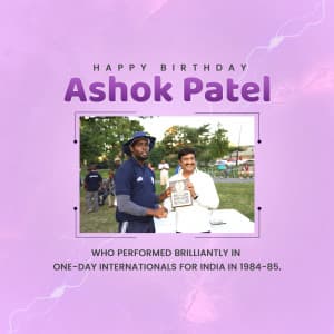 Cricketer Ashok Patel Birthday poster Maker