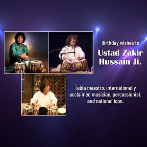 Musician Zakir Hussain Birthday advertisement banner