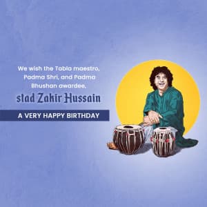 Musician Zakir Hussain Birthday marketing poster