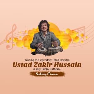 Musician Zakir Hussain Birthday marketing flyer