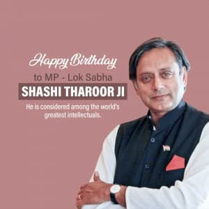 Shashi Tharoor Birthday advertisement banner