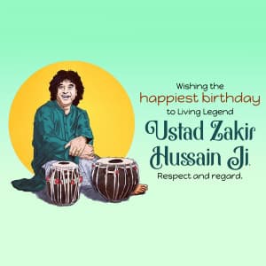 Musician Zakir Hussain Birthday Facebook Poster