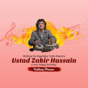 Musician Zakir Hussain Birthday poster Maker