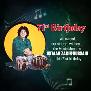 Musician Zakir Hussain Birthday event advertisement