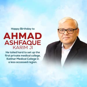Ahmad Ashfaque Karim Birthday marketing flyer