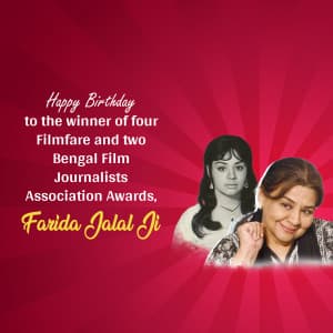 Farida Jalal Birthday marketing flyer