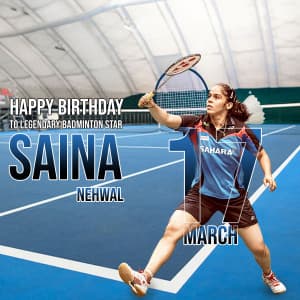 Saina Nehwal Birthday marketing flyer