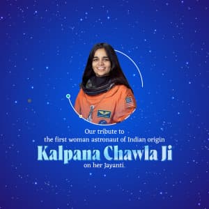 Kalpana Chawla Birth Anniversary whatsapp status poster