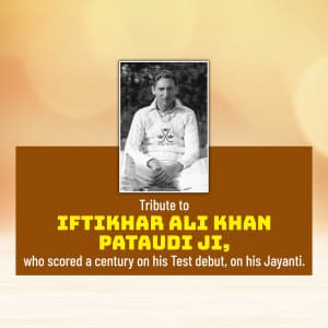 Iftikhar Ali Khan Pataudi Jayanti advertisement banner