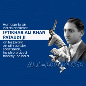 Iftikhar Ali Khan Pataudi Jayanti ad post