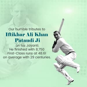 Iftikhar Ali Khan Pataudi Jayanti greeting image