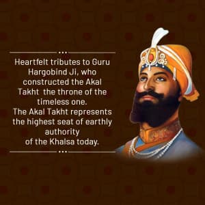 Guru Hargobind Punyatithi whatsapp status poster