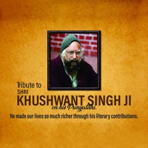 Khushwant Singh Punyatithi creative image