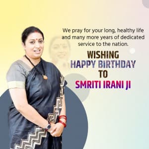 Smriti Irani Birthday whatsapp status poster