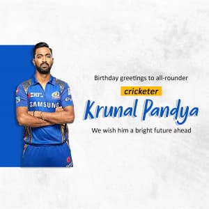 Krunal Pandya Birthday Facebook Poster