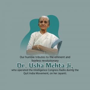 Usha Mehta Jayanti marketing poster