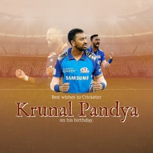 Krunal Pandya Birthday poster