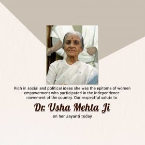 Usha Mehta Jayanti creative image