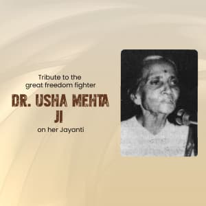 Usha Mehta Jayanti greeting image