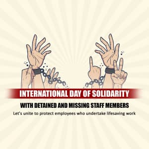 International Day of Solidarity with Detained and Missing Staff Members whatsapp status poster