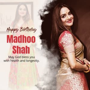 Madhoo Shah Birthday marketing flyer