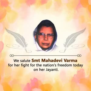 Mahadevi Verma Jayanti whatsapp status poster