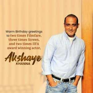 Akshaye Khanna Birthday marketing flyer