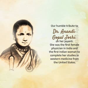 Anandi Gopal Joshi Jayanti whatsapp status poster