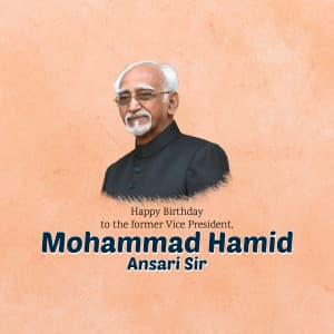 Mohammad Hamid Ansari Birthday marketing flyer