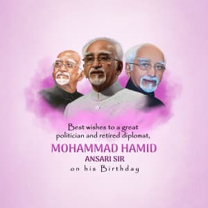 Mohammad Hamid Ansari Birthday Facebook Poster