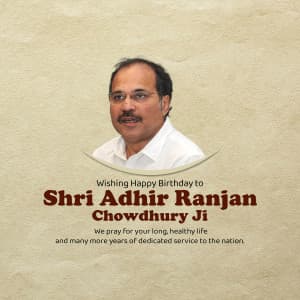 Adhir Ranjan Chowdhury Birthday marketing flyer