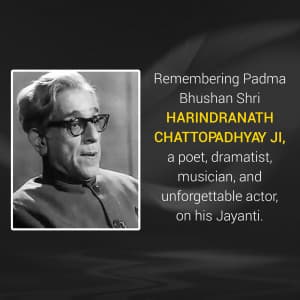Harindranath Chattopadhyay Jayanti greeting image
