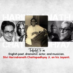 Harindranath Chattopadhyay Jayanti whatsapp status poster