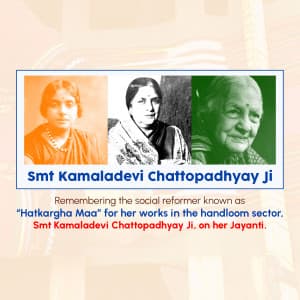 Kamaladevi Chattopadhyay Jayanti Instagram Post