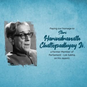 Harindranath Chattopadhyay Jayanti poster Maker