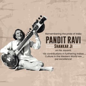 Pandit Ravi Shankar Jayanti marketing flyer