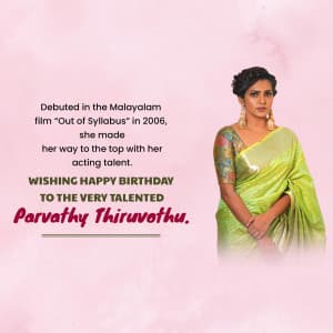 Parvathy Thiruvothu Birthday event advertisement